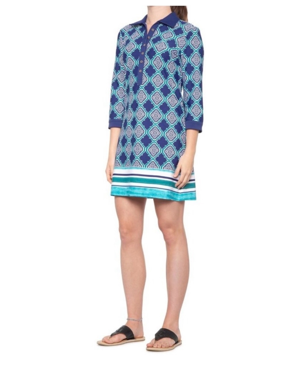 Cabana life Hampshire printed 50+ UV protection blue printed dress size xs